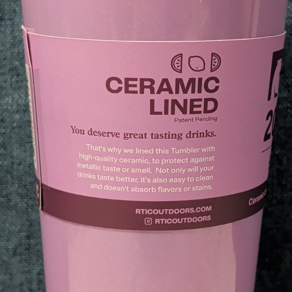 NEW RTIC 20oz Ceramic Lined Tumbler | Lavender Glitter | Everyday Straw Lid - Picture 3 of 16